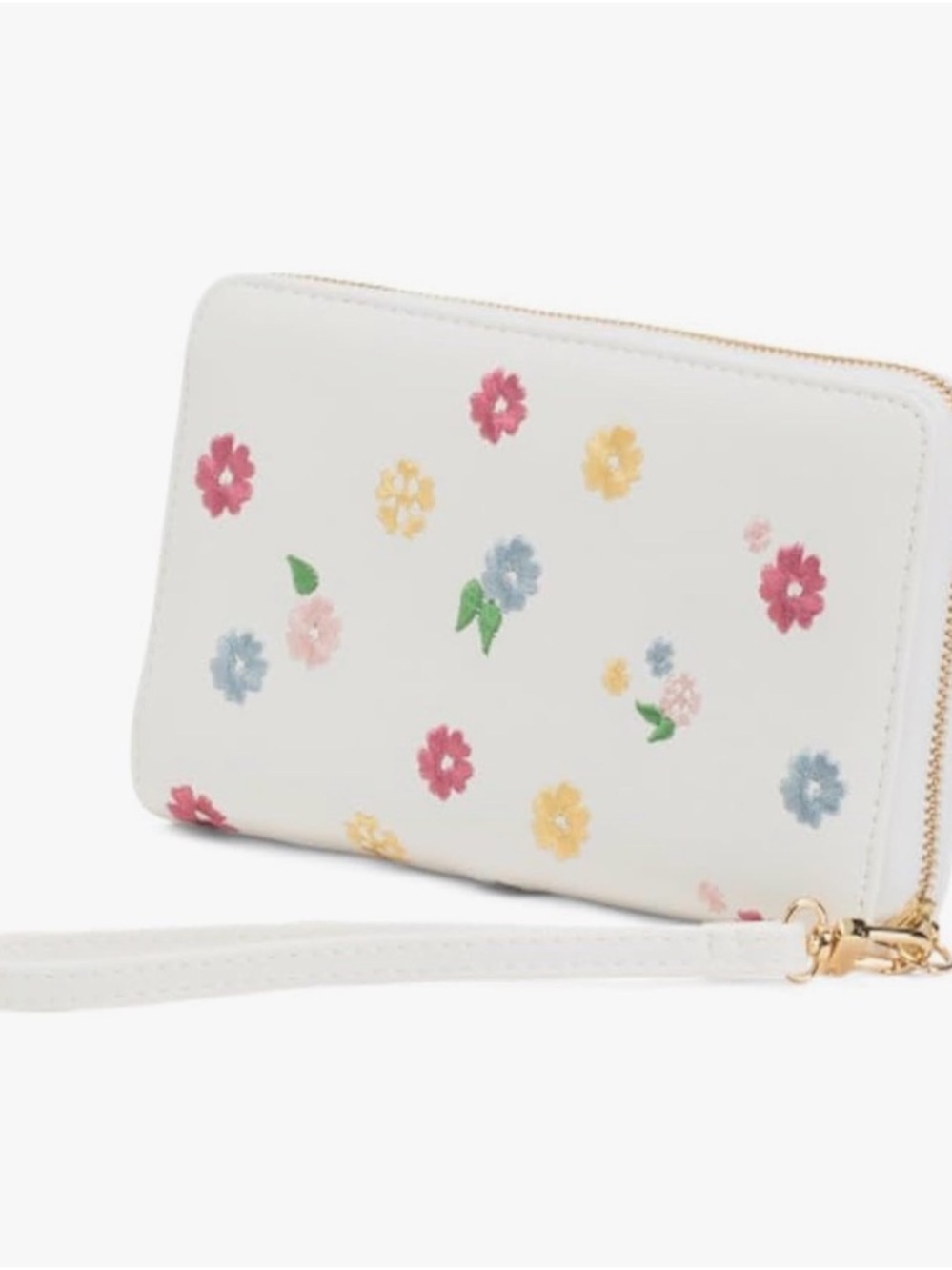 Betsey Johnson White Floral Zip-Around Wristlet Wallet - Picture 2 of 4